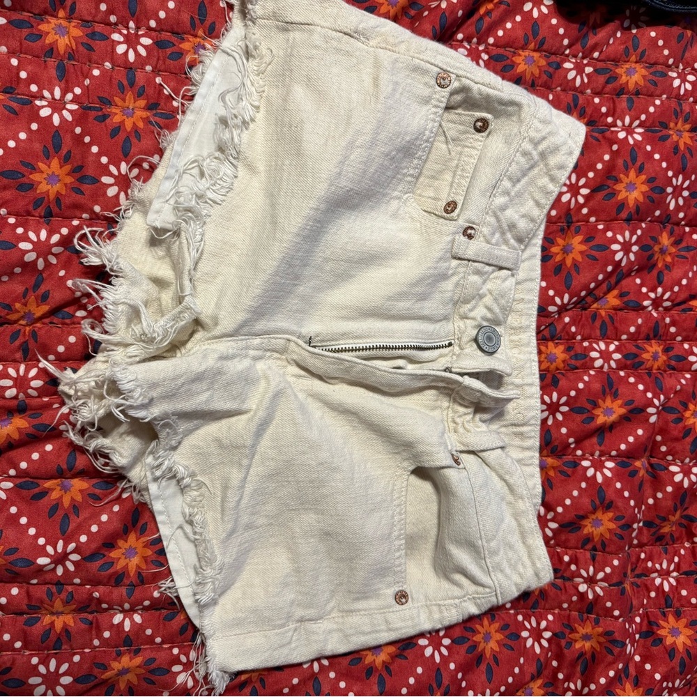 American Eagle Cream/OffWhite Patriotic Jean Shorts 2